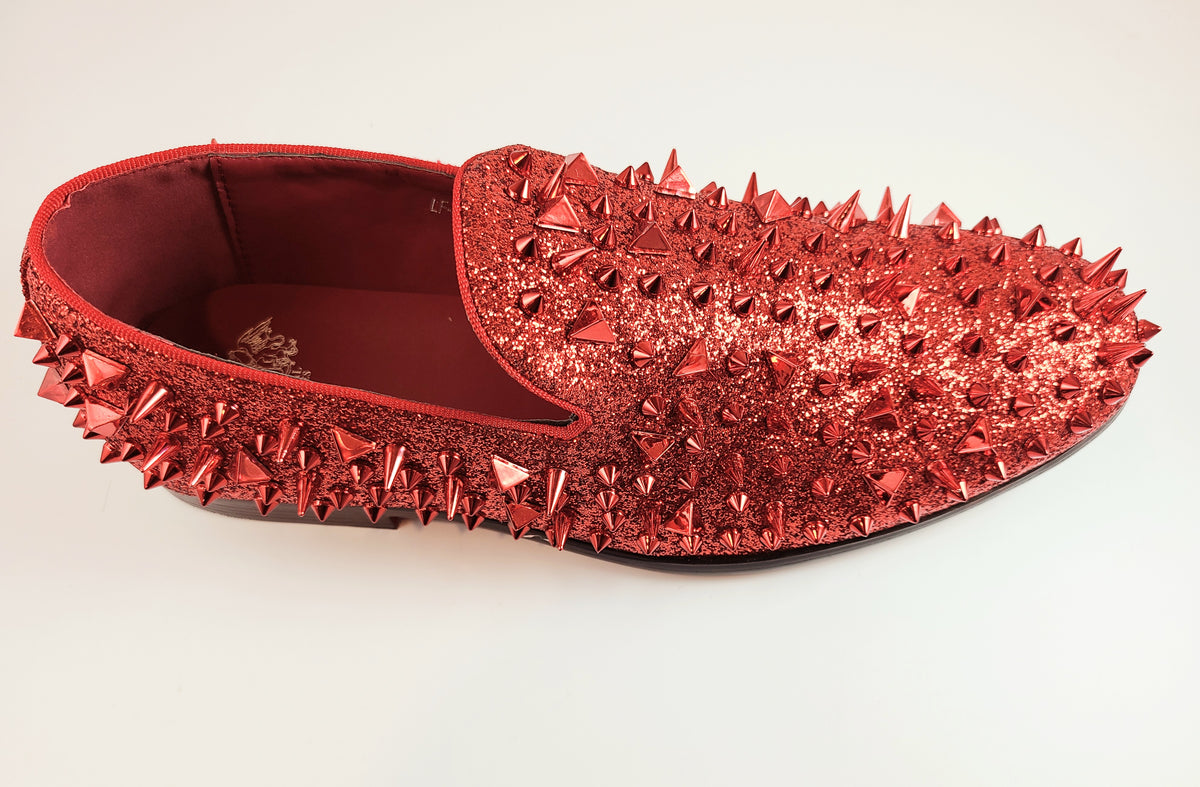 Red spiked store loafers