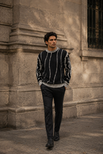 Load image into Gallery viewer, Silversilk crew neck PU sweater 32026
