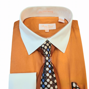 Bruno Conte Two Tone Dress Shirt with Tie Set