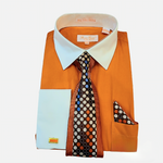 Load image into Gallery viewer, Bruno Conte Two Tone Dress Shirt with Tie Set
