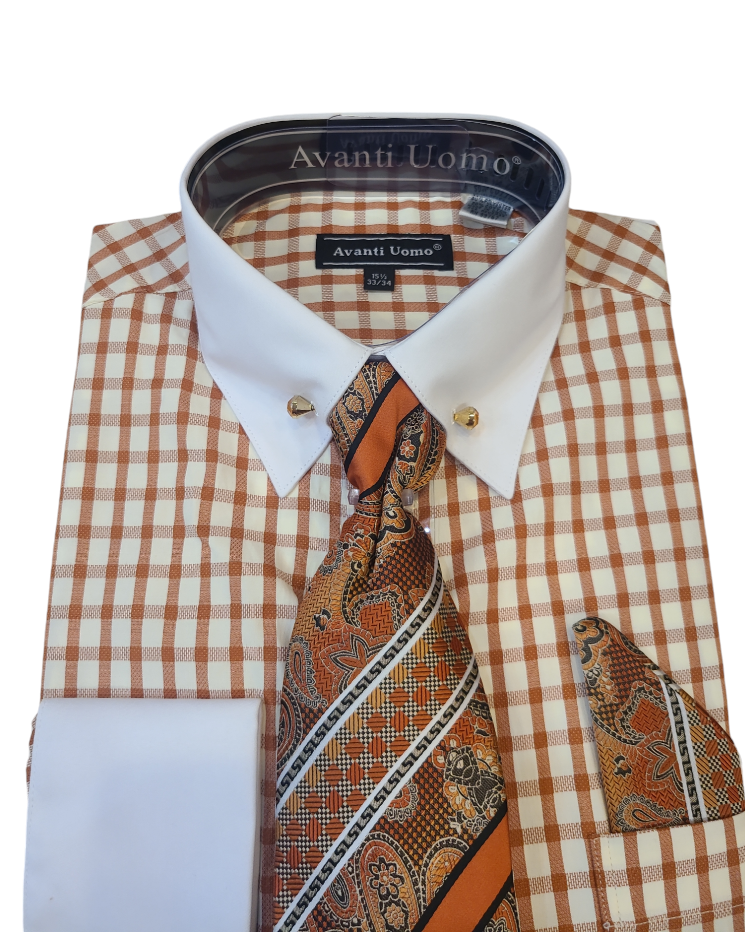 Avanti Uomo Checker Dress Shirt French Cuff Combo