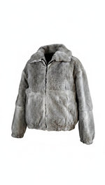 Load image into Gallery viewer, Full skin rabbit fur bomber jacket online item
