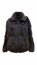Load image into Gallery viewer, Full skin rabbit fur bomber jacket online item
