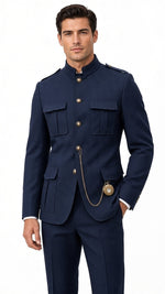 Load image into Gallery viewer, Giovani Testi banded collar suit
