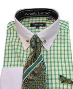 Load image into Gallery viewer, Avanti Uomo Checker Dress Shirt French Cuff Combo
