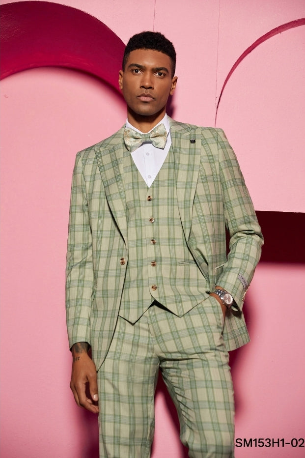Stacy Adams Three Piece plaid  style