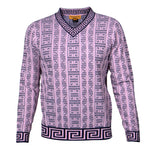 Load image into Gallery viewer, Prestige Greek Key V Neck Sweater

