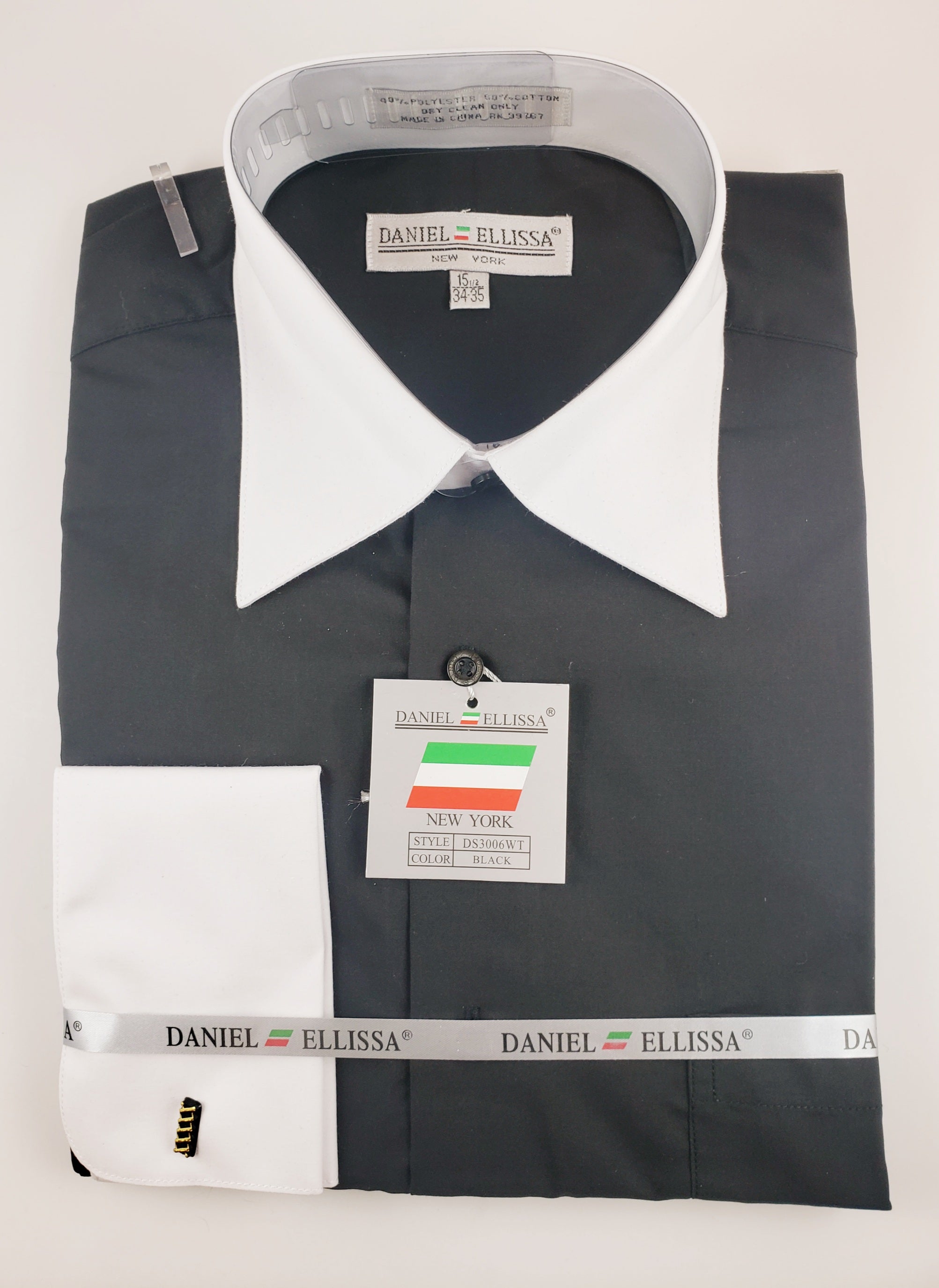 Daniel Elissa Two tone Dress Shirt Silver &white / 16.5 34-35 Daniel Elissa Two tone Dress Shirt Silver &white / 16.5 34-35