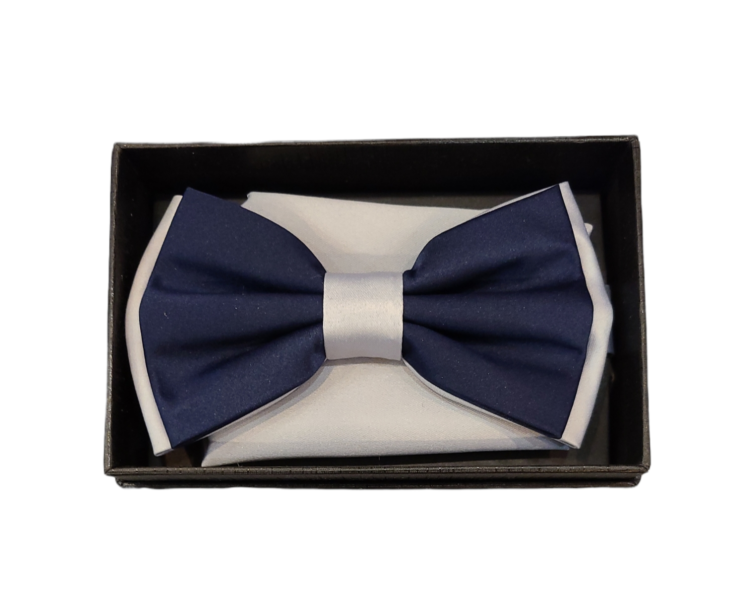 Two Tones Bow Tie With Matching Pocket Square