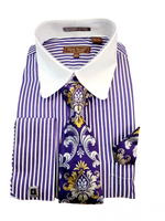 Load image into Gallery viewer, Henri Picard Pinstripe French cuff Dress Shirt
