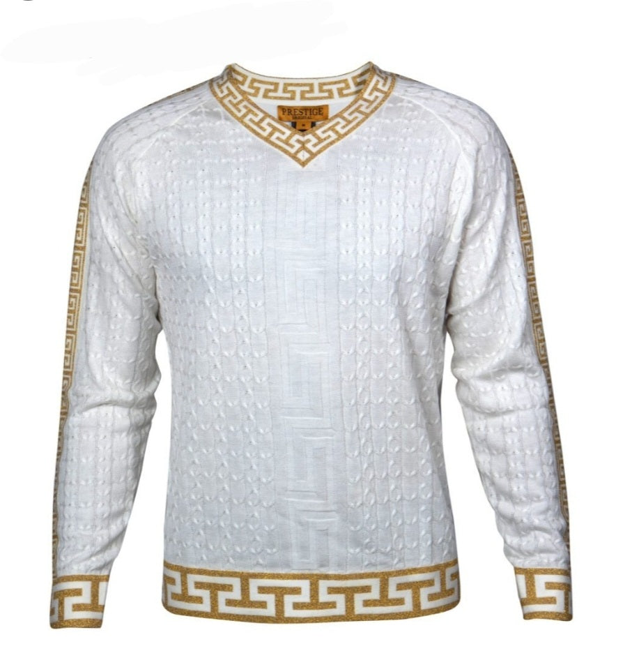 Prestige V Neck Greek key Sweater